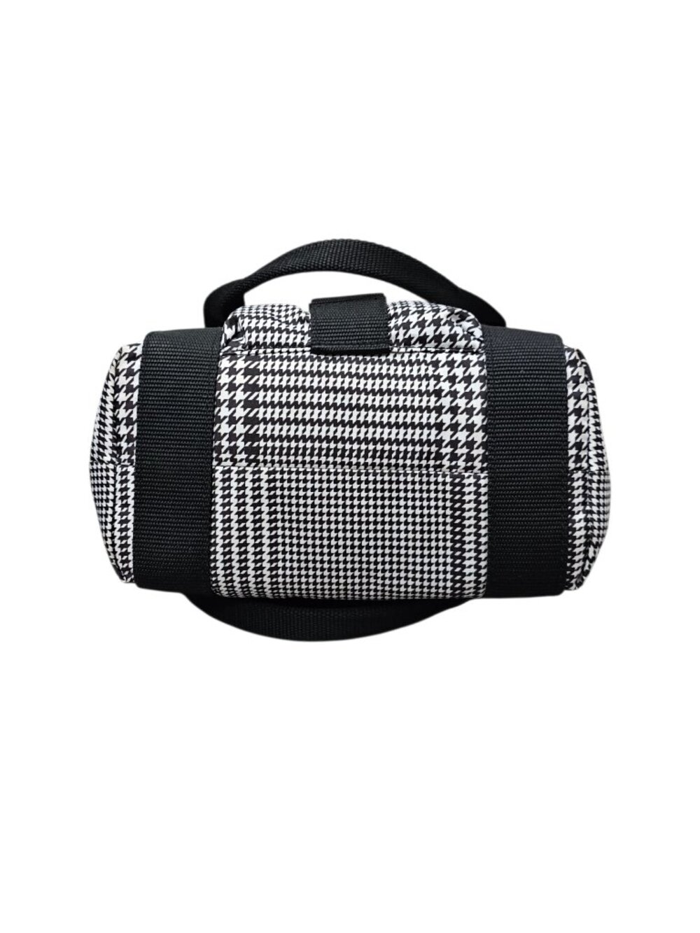 Lauren Ralph Lauren Houndstooth Satchel Nylon Shoulder Handbag Black And White - Picture 9 of 13